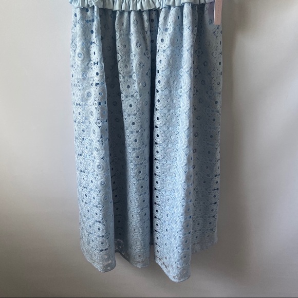 NEW Rachel Parcell Blue Smocked Lace Midi Dress - Picture 4 of 8